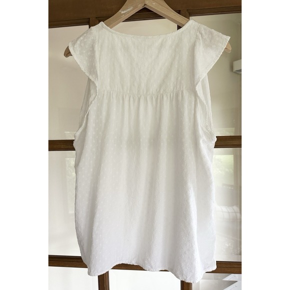 GAP White Cap Sleeve Blouse‎ Shirt Womens S Tie Front Embroidered - Picture 2 of 5
